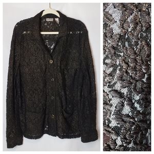 Chico's Lace Mesh Cheer Brown Jacket Blazer Size XL